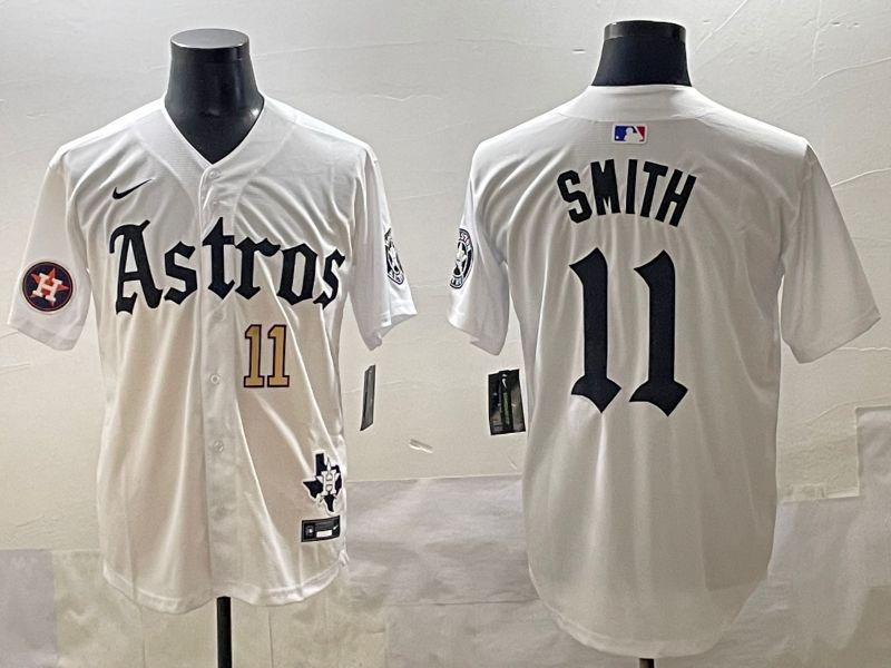 Men 2025 Houston Astros #11 Smith White Five generations Joint Name Nike MLB Jersey style 33->houston astros->MLB Jersey
